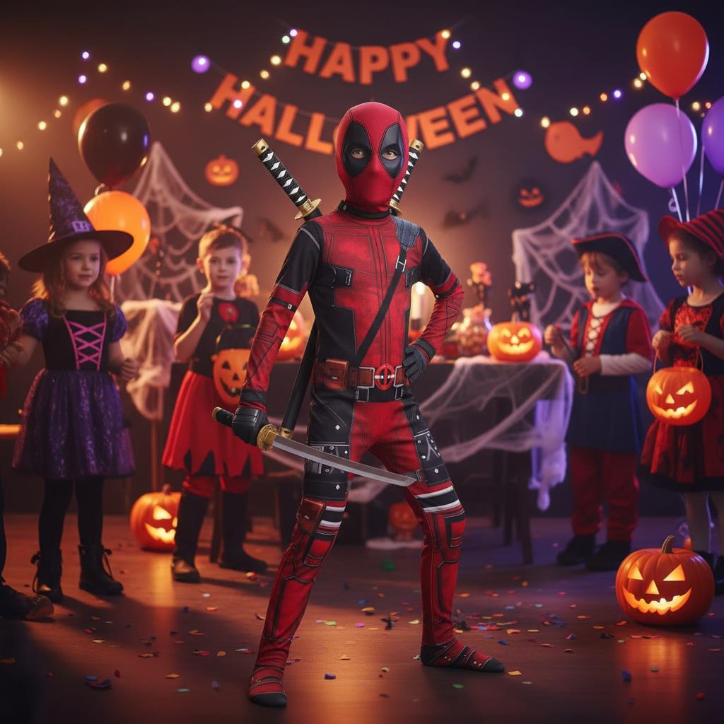3-12Y Kids Deadpool Costume wi - Cosplay Prop Sword recension och pris